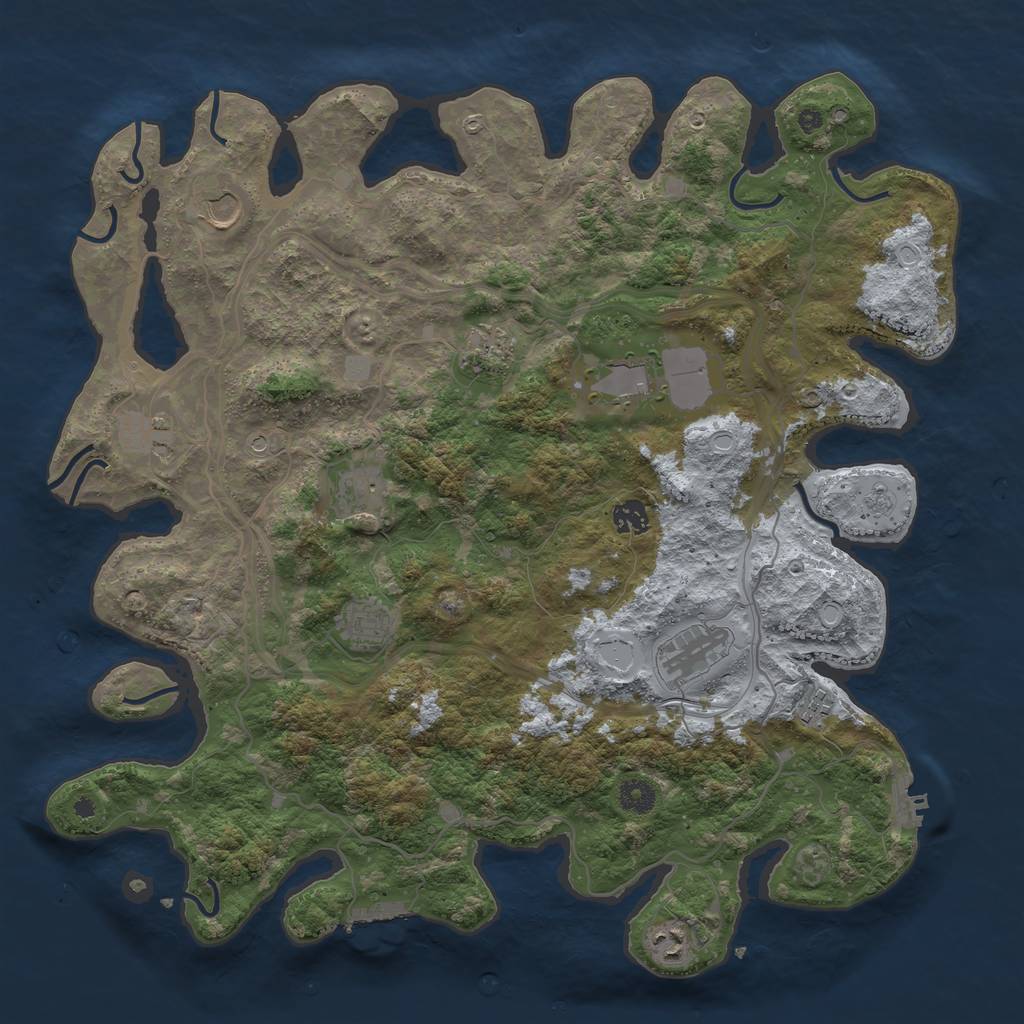 Rust Map: Procedural Map, Size: 4250, Seed: 394373350, 17 Monuments