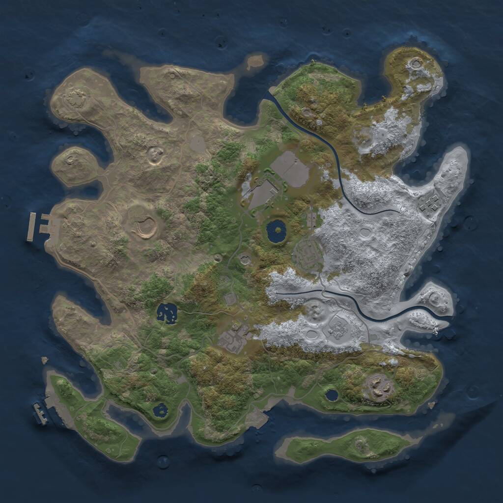 Rust Map: Procedural Map, Size: 3500, Seed: 373246682, 13 Monuments