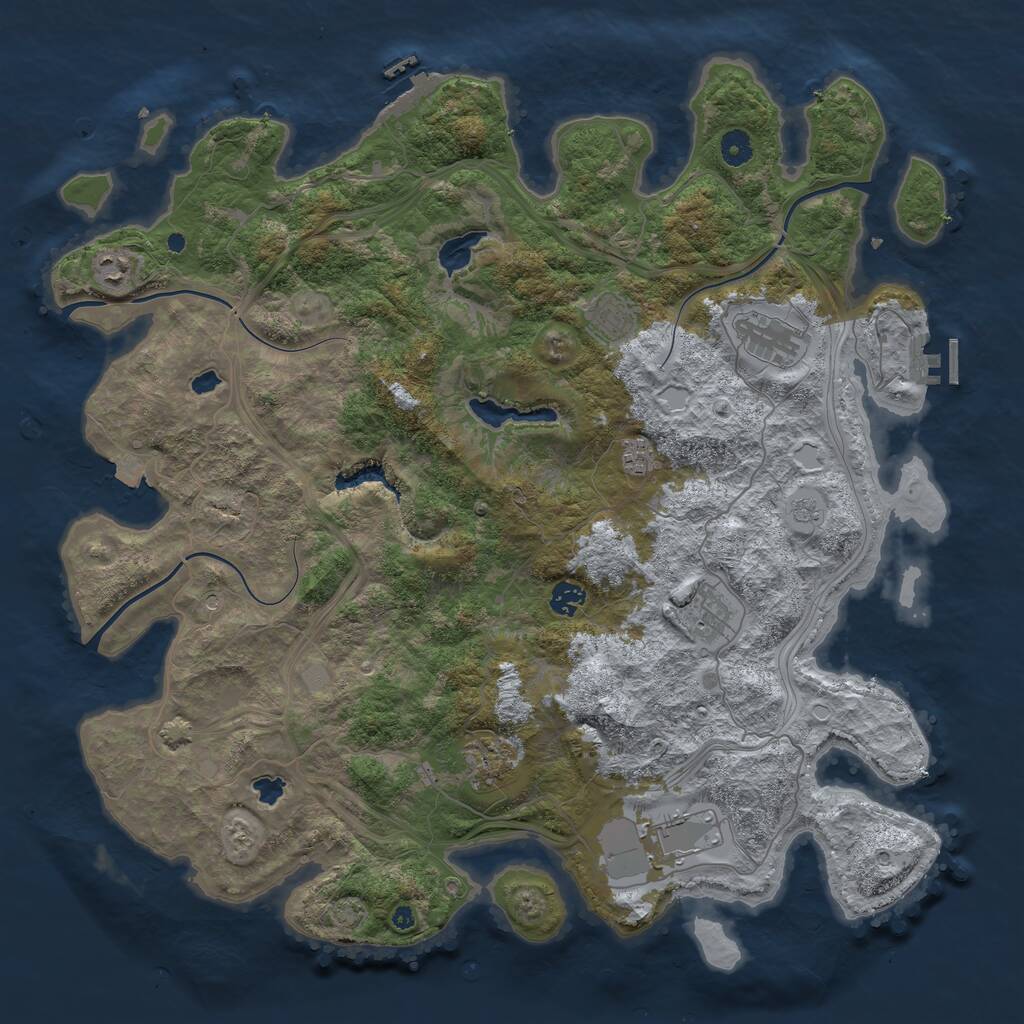Rust Map: Procedural Map, Size: 4500, Seed: 1860860739, 14 Monuments