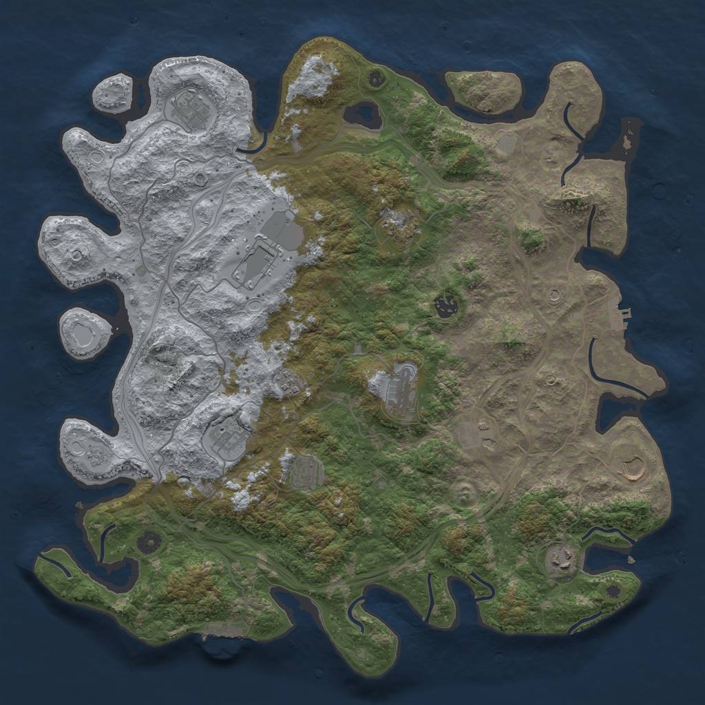 Rust Map: Procedural Map, Size: 4500, Seed: 1154068262, 18 Monuments
