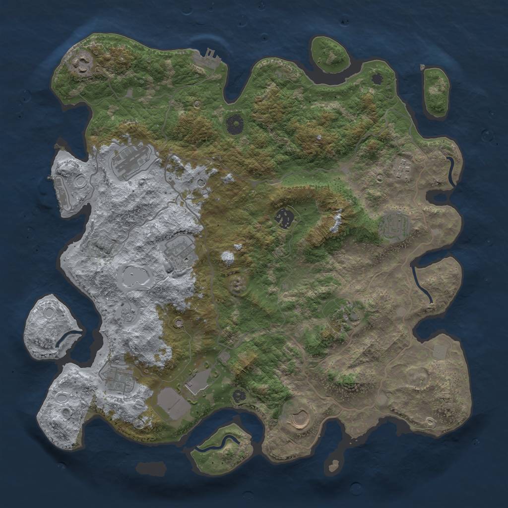 Rust Map: Procedural Map, Size: 4000, Seed: 1319511279, 17 Monuments
