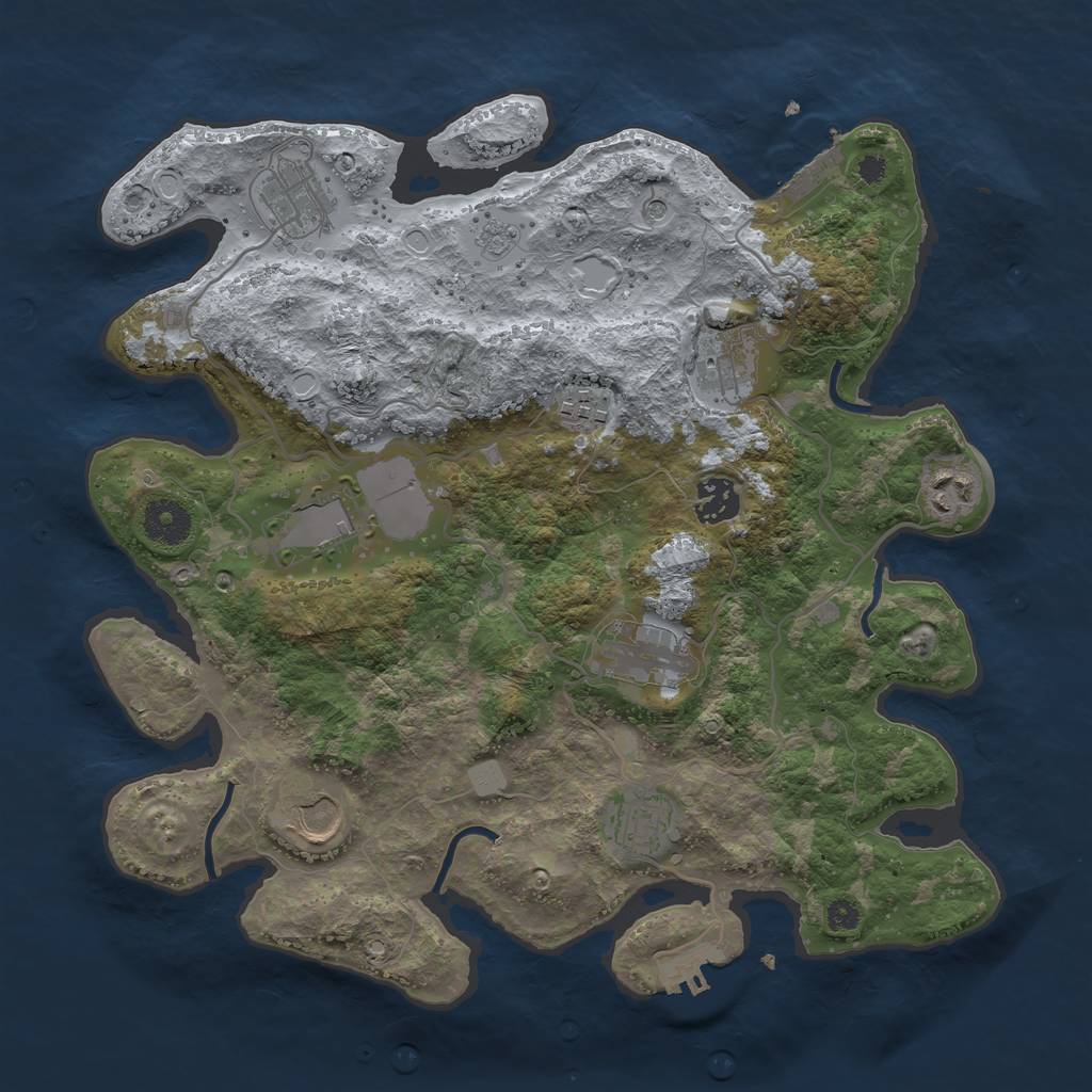 Rust Map: Procedural Map, Size: 3500, Seed: 1562147454, 16 Monuments