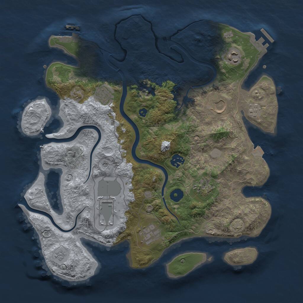 Rust Map: Procedural Map, Size: 3500, Seed: 901887281, 14 Monuments