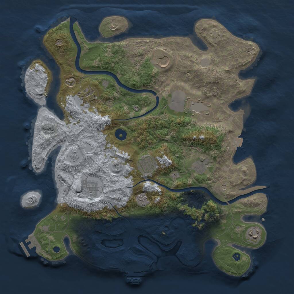 Rust Map: Procedural Map, Size: 3750, Seed: 74954970, 14 Monuments