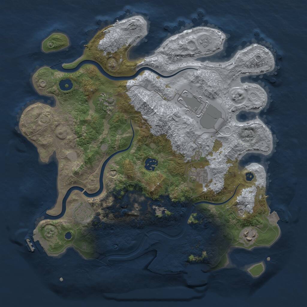 Rust Map: Procedural Map, Size: 3550, Seed: 77304175, 14 Monuments