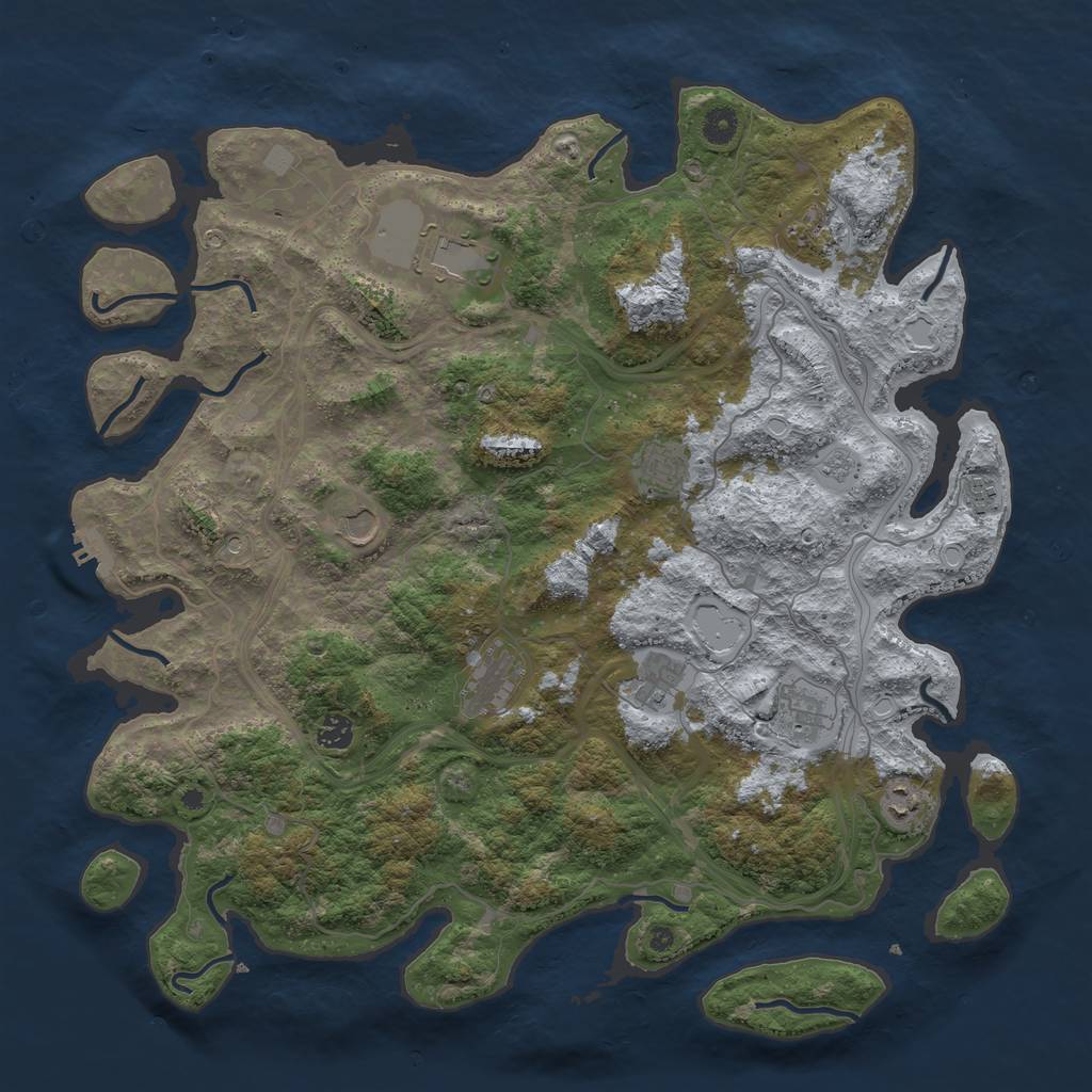 Rust Map: Procedural Map, Size: 4500, Seed: 2067479173, 16 Monuments