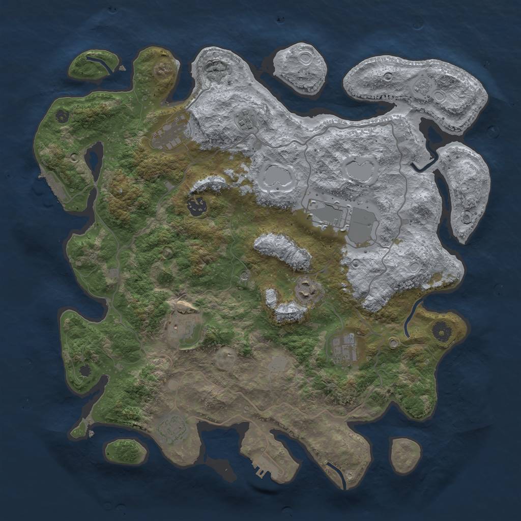Rust Map: Procedural Map, Size: 4000, Seed: 1156316198, 15 Monuments