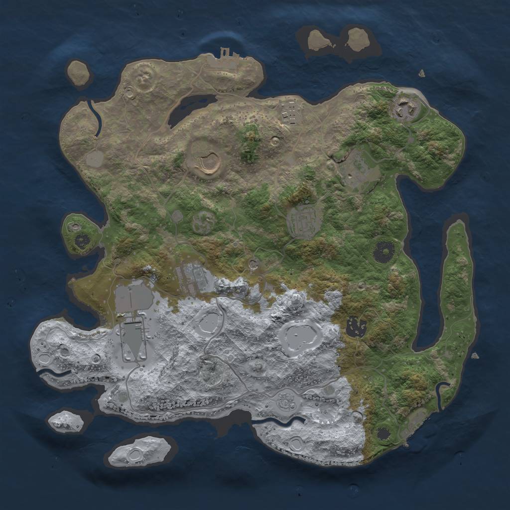 Rust Map: Procedural Map, Size: 3500, Seed: 1485236548, 15 Monuments