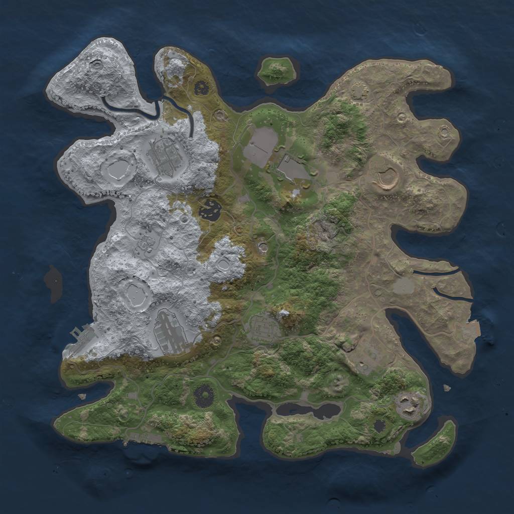Rust Map: Procedural Map, Size: 3500, Seed: 1587, 16 Monuments