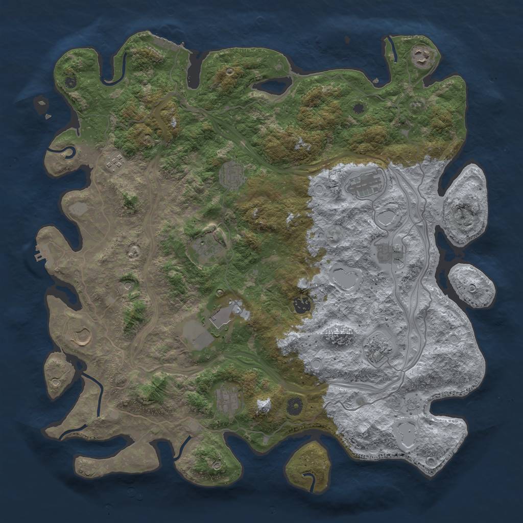 Rust Map: Procedural Map, Size: 4500, Seed: 1395136352, 18 Monuments
