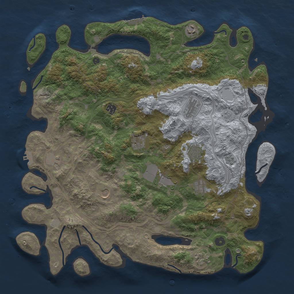 Rust Map: Procedural Map, Size: 4500, Seed: 1201943432, 18 Monuments