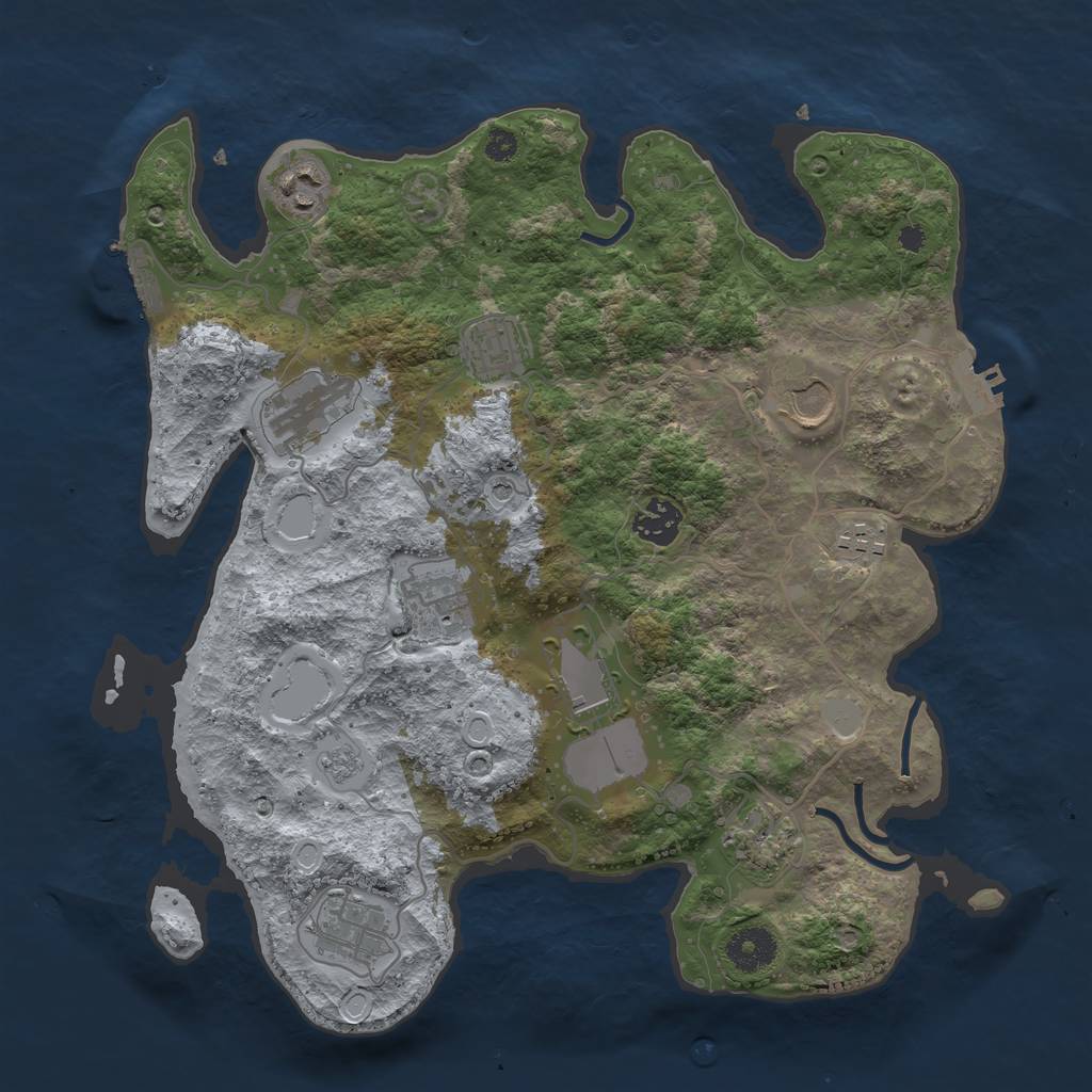Rust Map: Procedural Map, Size: 3500, Seed: 2044638522, 17 Monuments