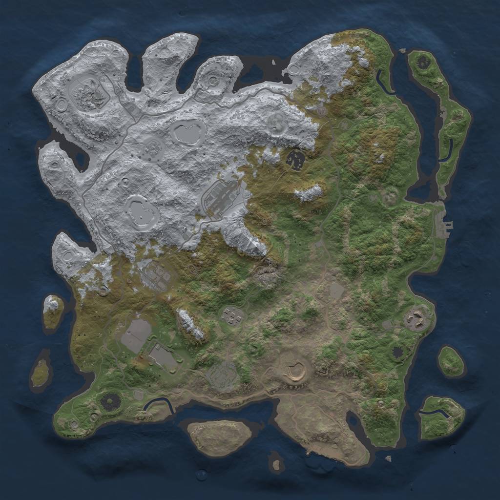 Rust Map: Procedural Map, Size: 4000, Seed: 232023, 16 Monuments