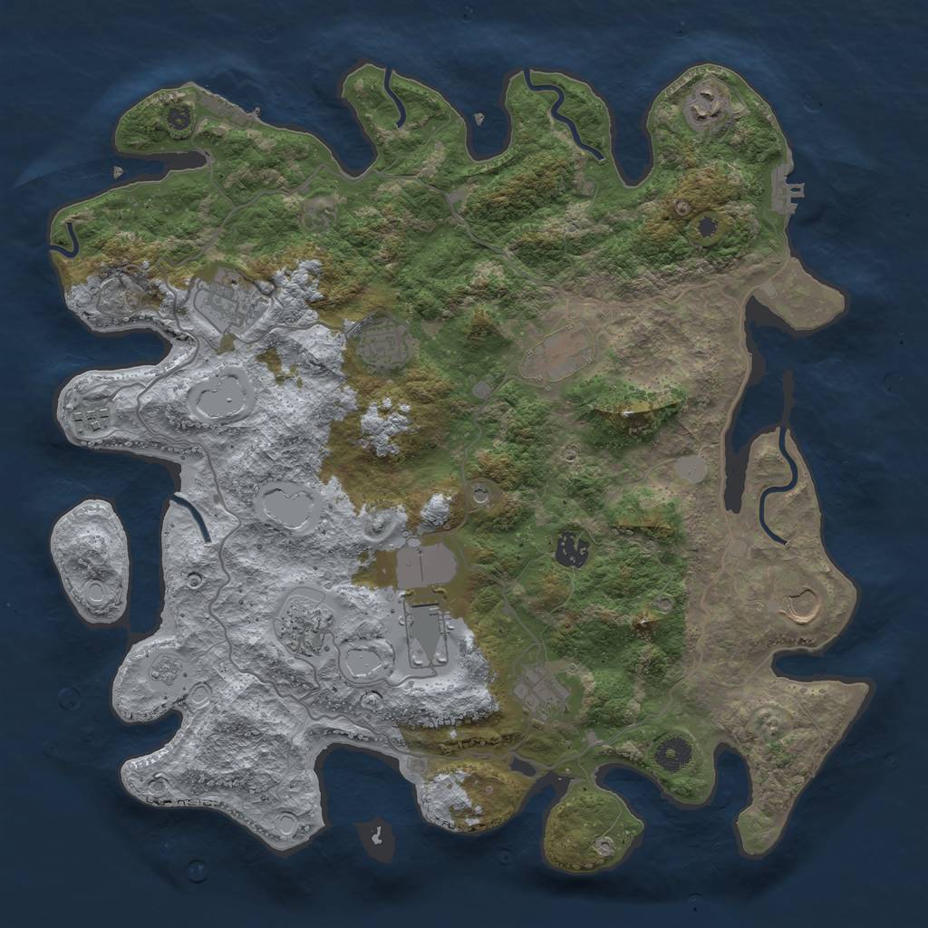 Rust Map: Procedural Map, Size: 4000, Seed: 431807675, 17 Monuments