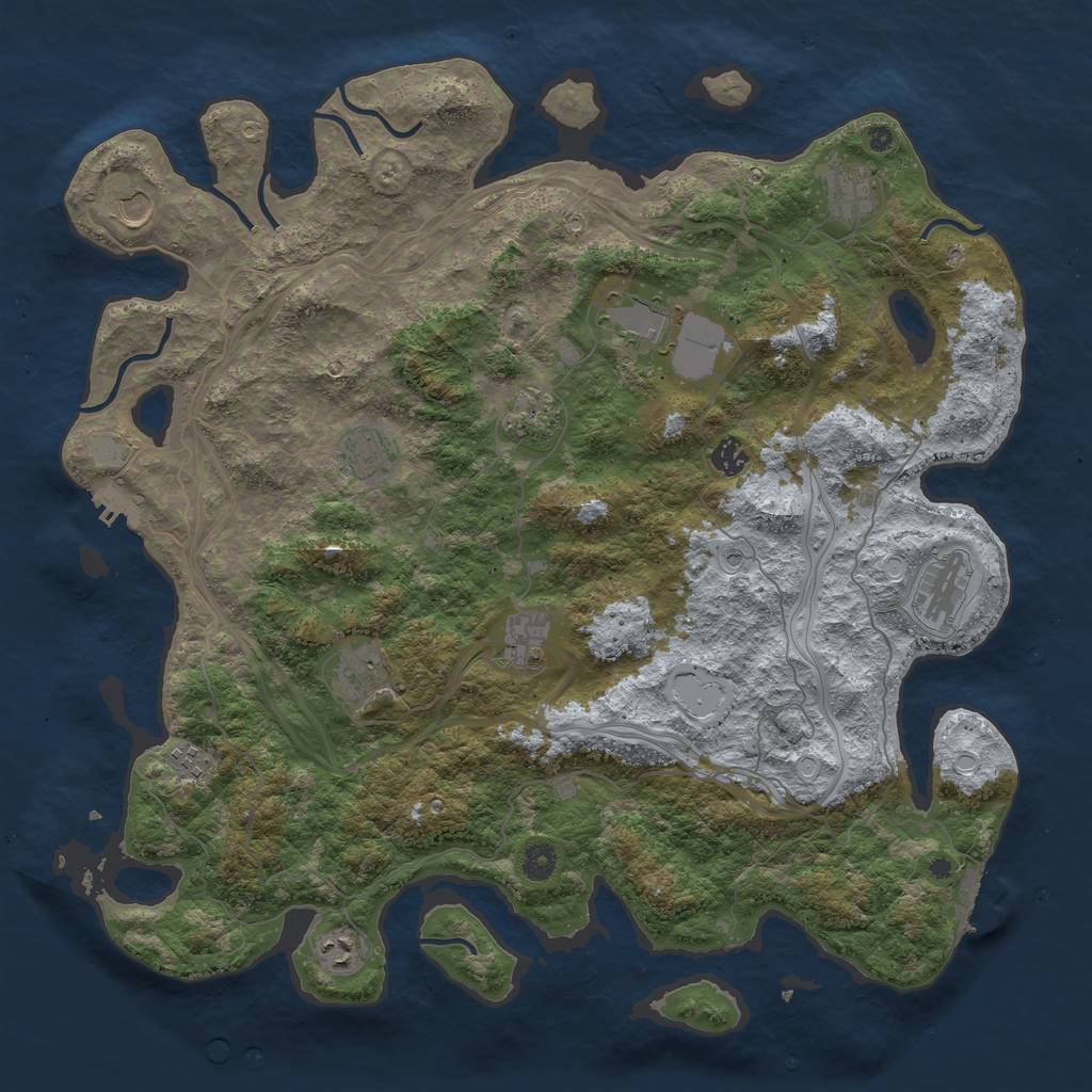 Rust Map: Procedural Map, Size: 4500, Seed: 1183013645, 17 Monuments