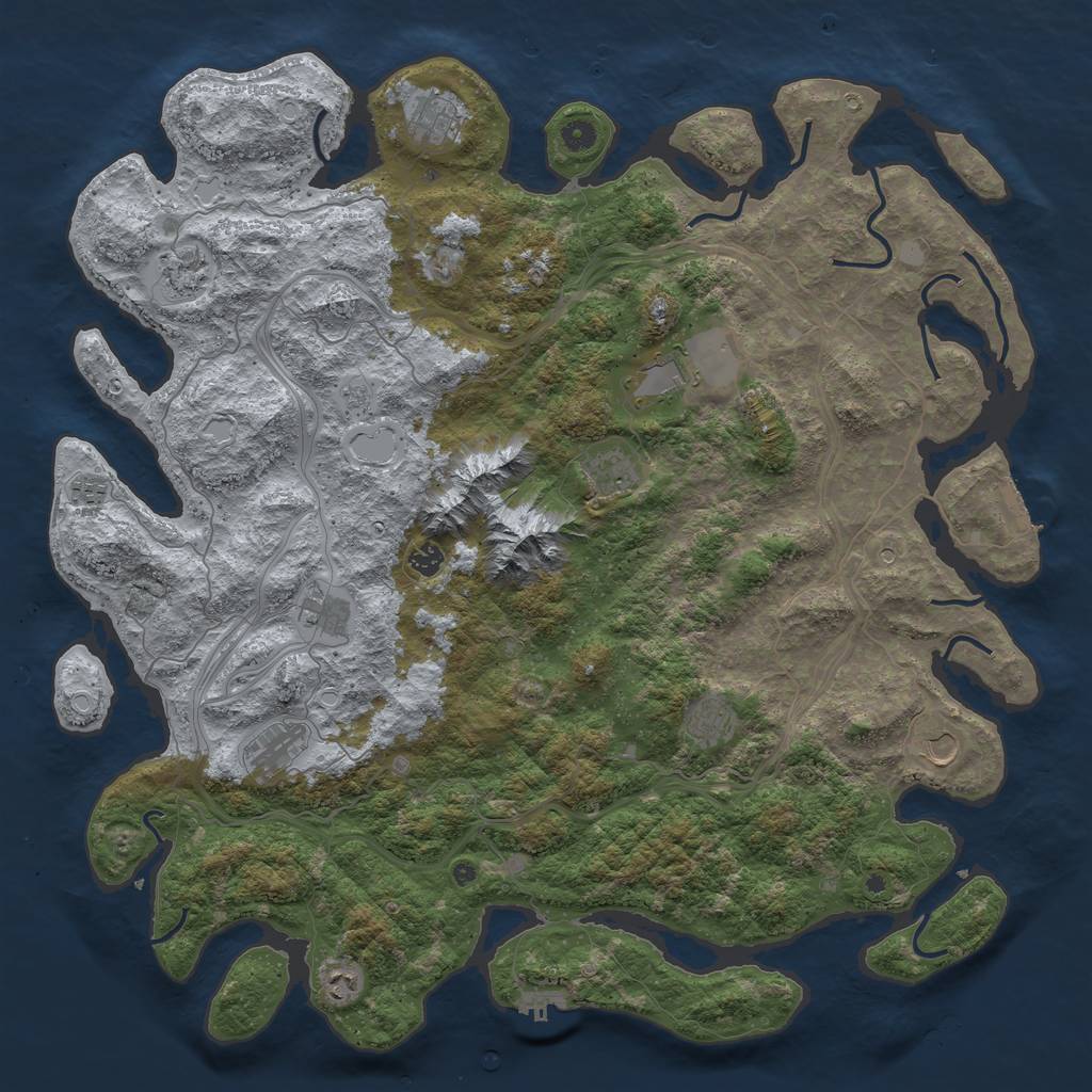 Rust Map: Procedural Map, Size: 5000, Seed: 420693234, 18 Monuments