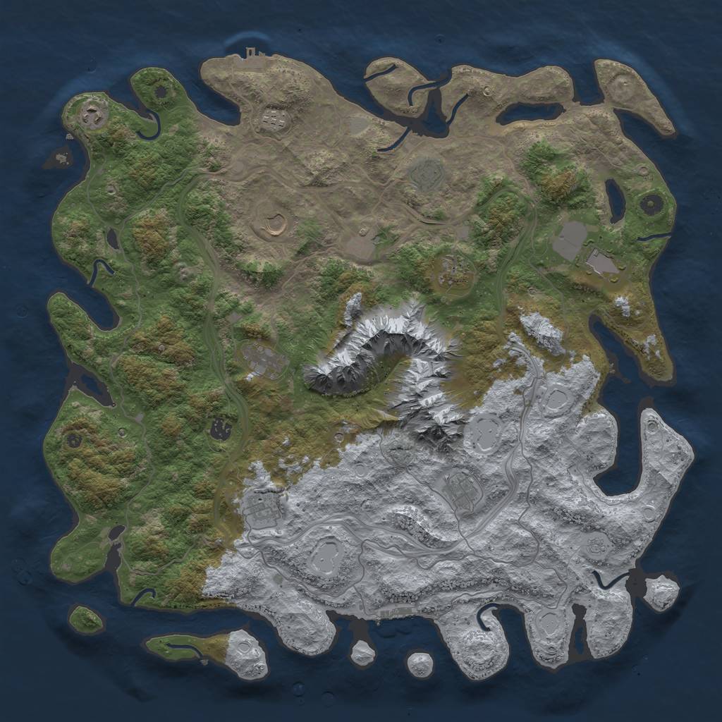 Rust Map: Procedural Map, Size: 5000, Seed: 70780304, 18 Monuments