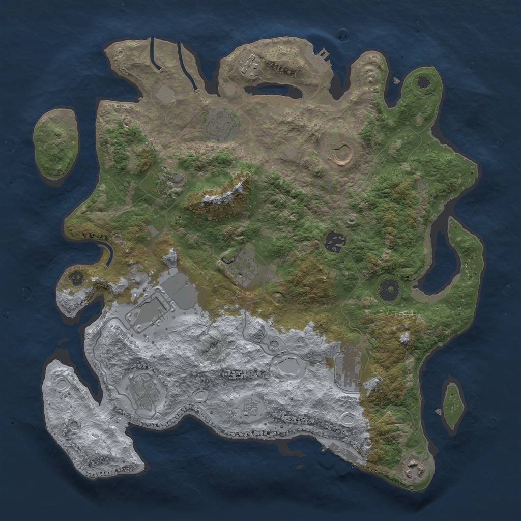 Rust Map: Procedural Map, Size: 3700, Seed: 2032, 17 Monuments