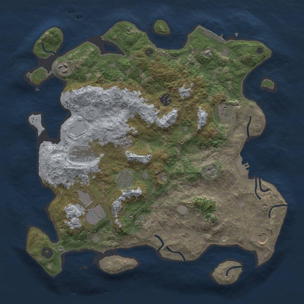 Rust Map: Procedural Map, Size: 3950, Seed: 87683347, 16 Monuments