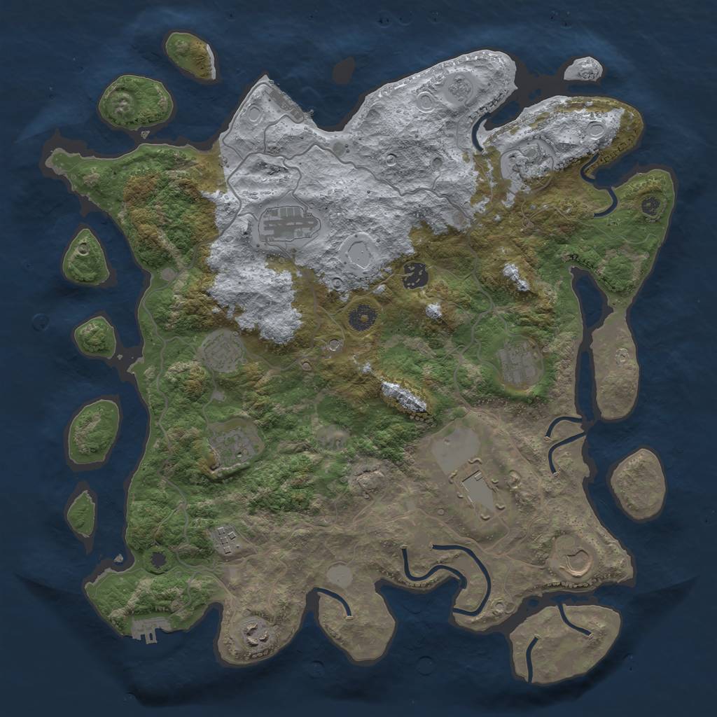 Rust Map: Procedural Map, Size: 4000, Seed: 114608628, 17 Monuments