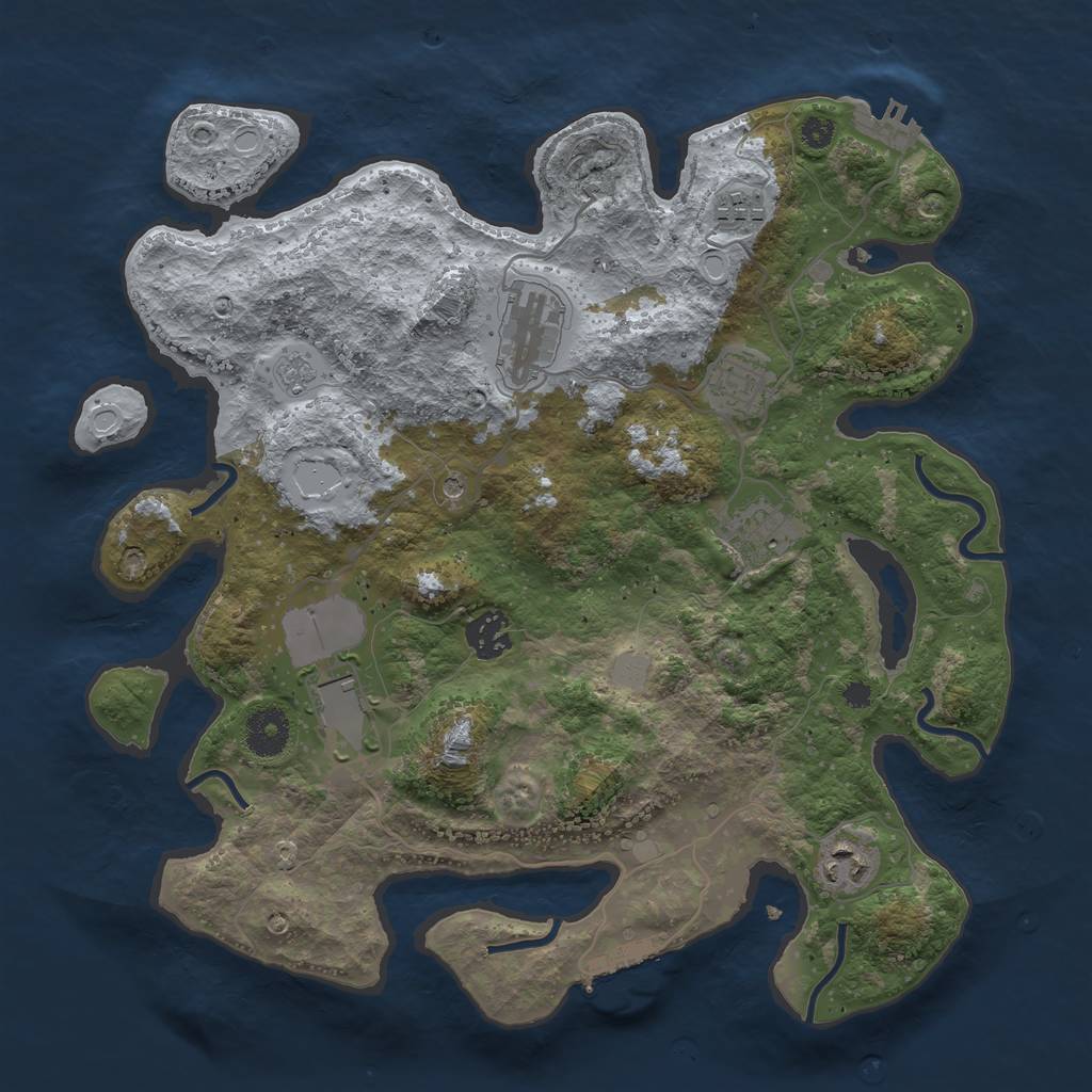 Rust Map: Procedural Map, Size: 3500, Seed: 4121979, 14 Monuments