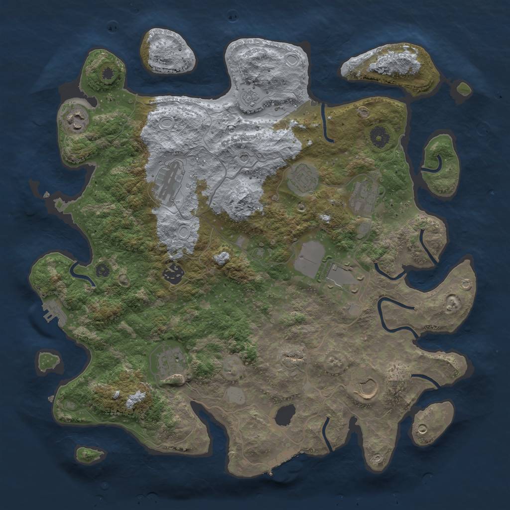 Rust Map: Procedural Map, Size: 3800, Seed: 720934123, 15 Monuments