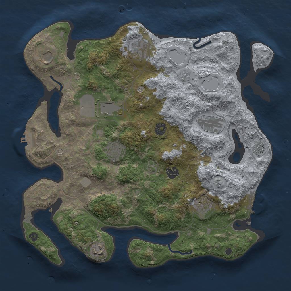 Rust Map: Procedural Map, Size: 3500, Seed: 222763354, 16 Monuments
