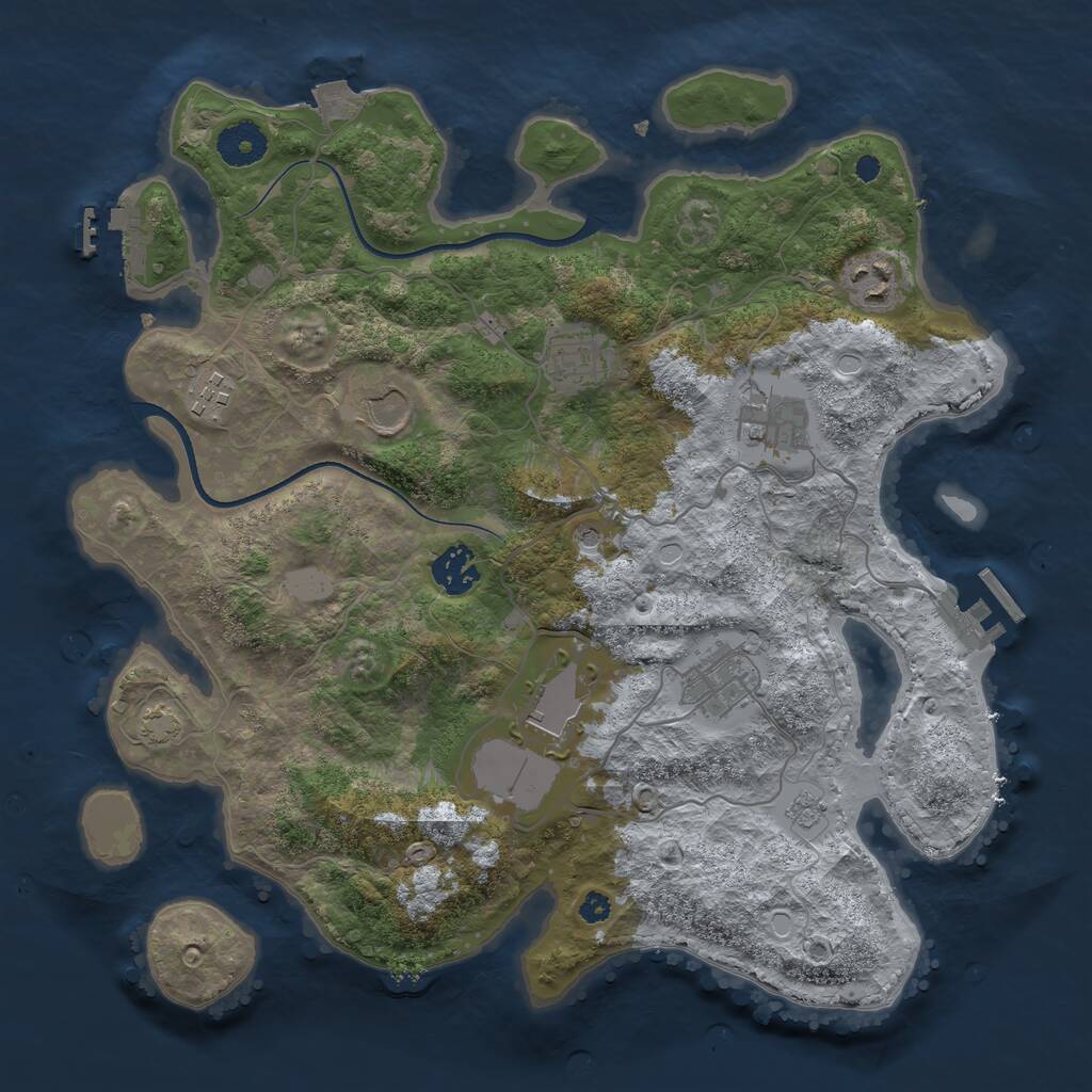 Rust Map: Procedural Map, Size: 3500, Seed: 171361338, 14 Monuments