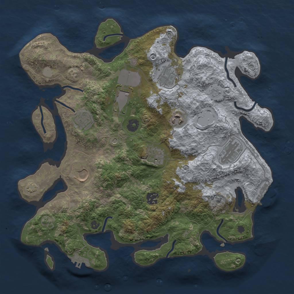 Rust Map: Procedural Map, Size: 3500, Seed: 1325837669, 16 Monuments