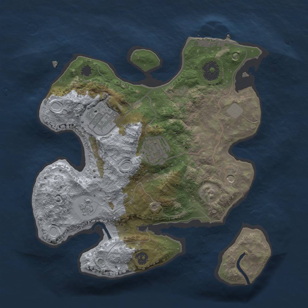 Rust Map: Procedural Map, Size: 2500, Seed: 109463, 8 Monuments