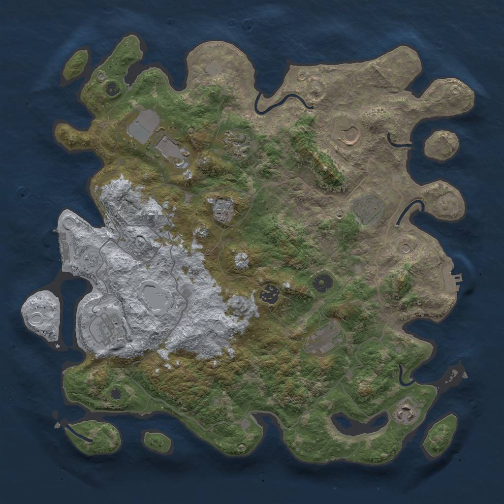 Rust Map: Procedural Map, Size: 4000, Seed: 660868546, 16 Monuments