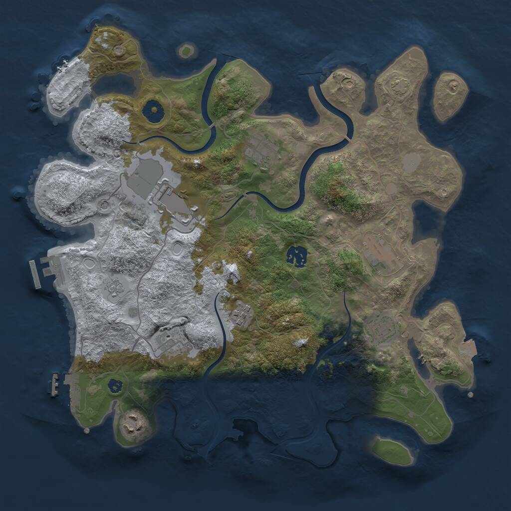 Rust Map: Procedural Map, Size: 3550, Seed: 1398193159, 14 Monuments