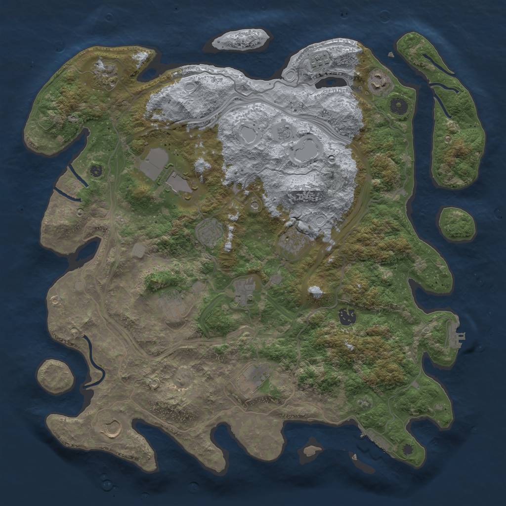 Rust Map: Procedural Map, Size: 4300, Seed: 410091587, 18 Monuments