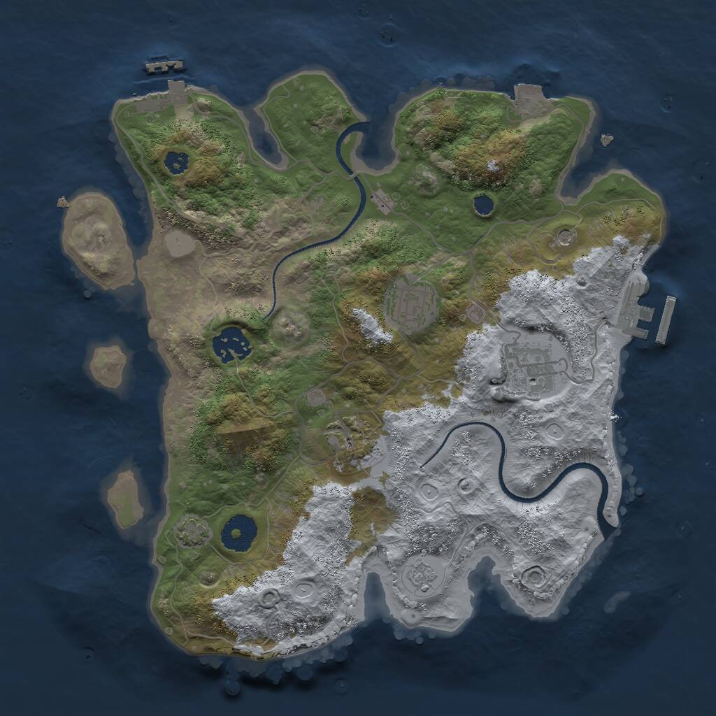 Rust Map: Procedural Map, Size: 3000, Seed: 2074373337, 10 Monuments