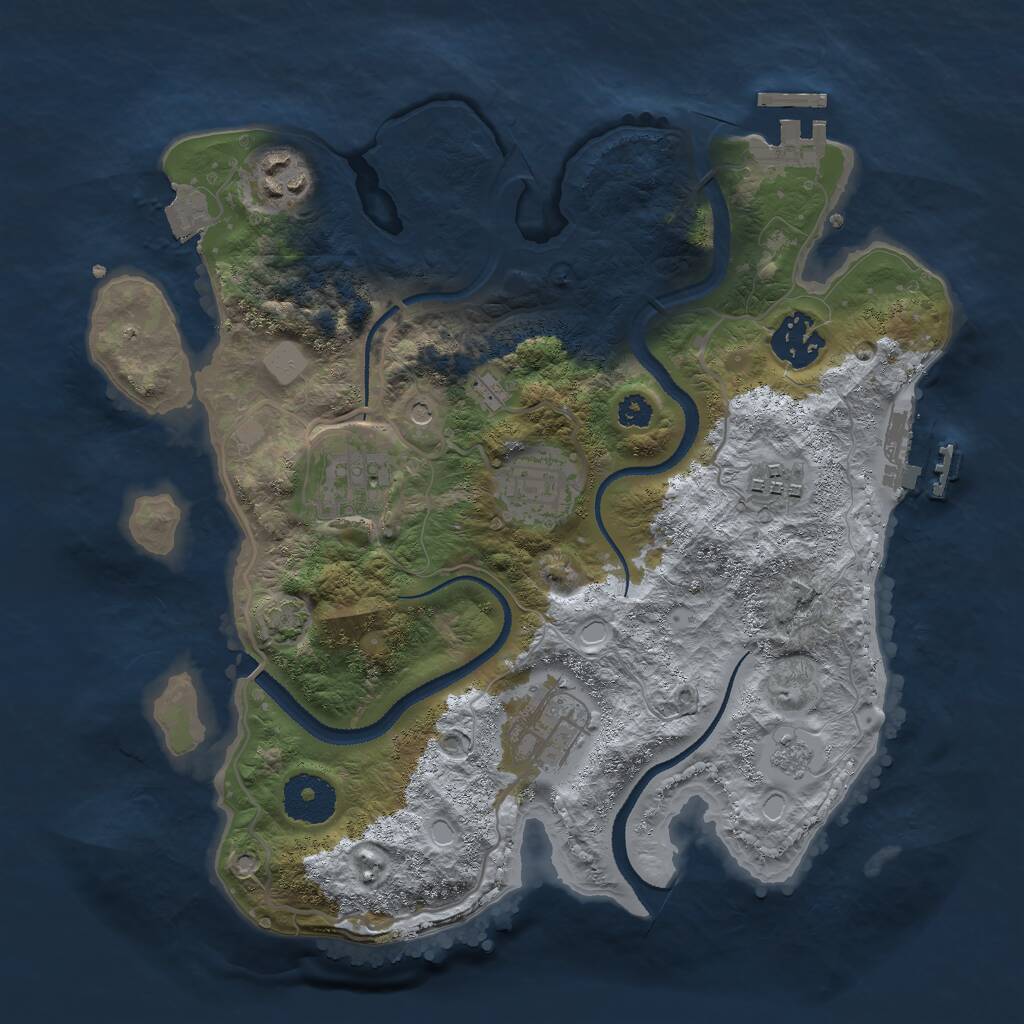 Rust Map: Procedural Map, Size: 3000, Seed: 2074373337, 12 Monuments