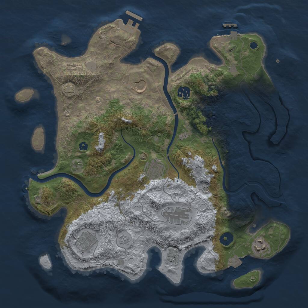 Rust Map: Procedural Map, Size: 3500, Seed: 394569857, 13 Monuments