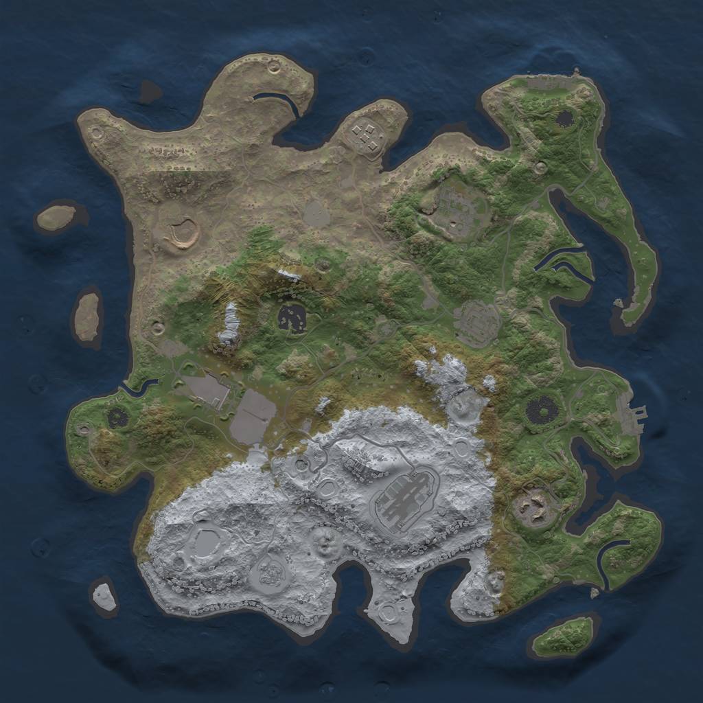 Rust Map: Procedural Map, Size: 3500, Seed: 394569857, 15 Monuments