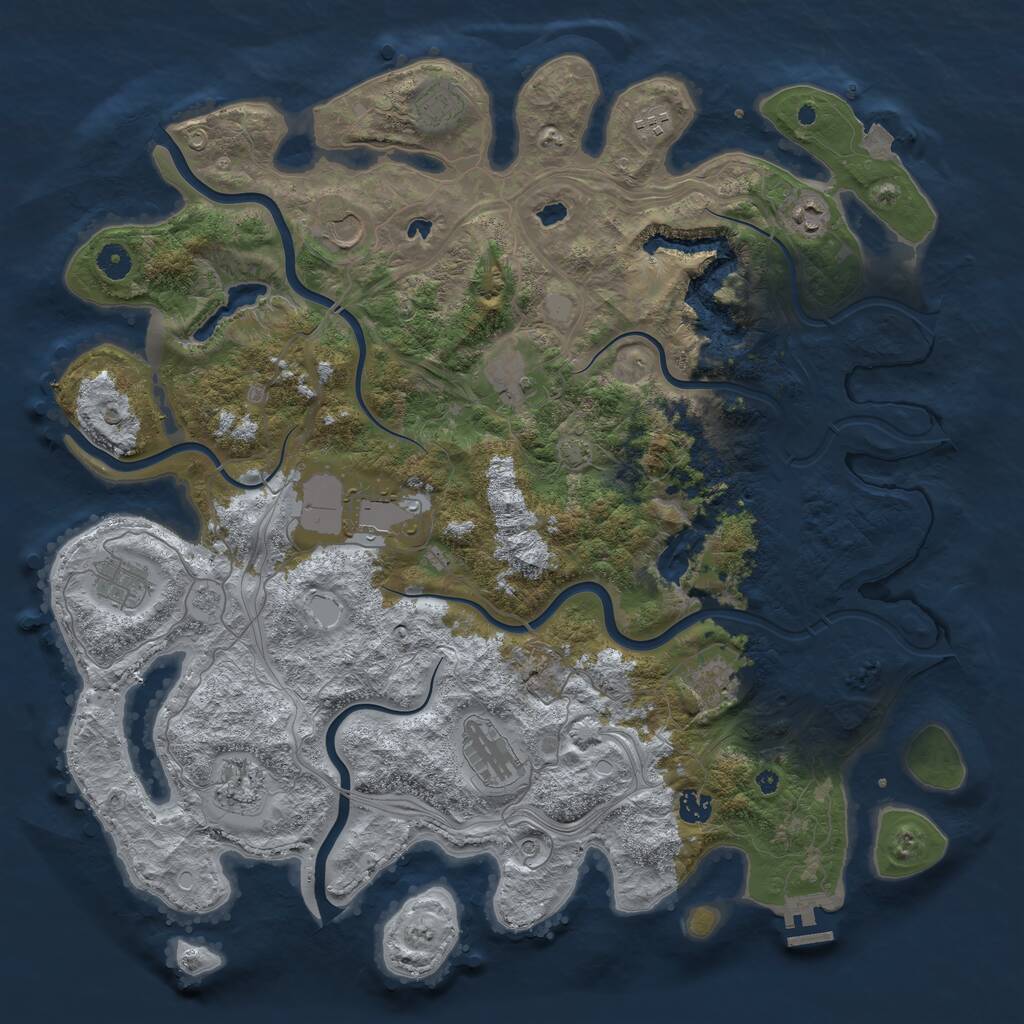 Rust Map: Procedural Map, Size: 4500, Seed: 588776342, 16 Monuments