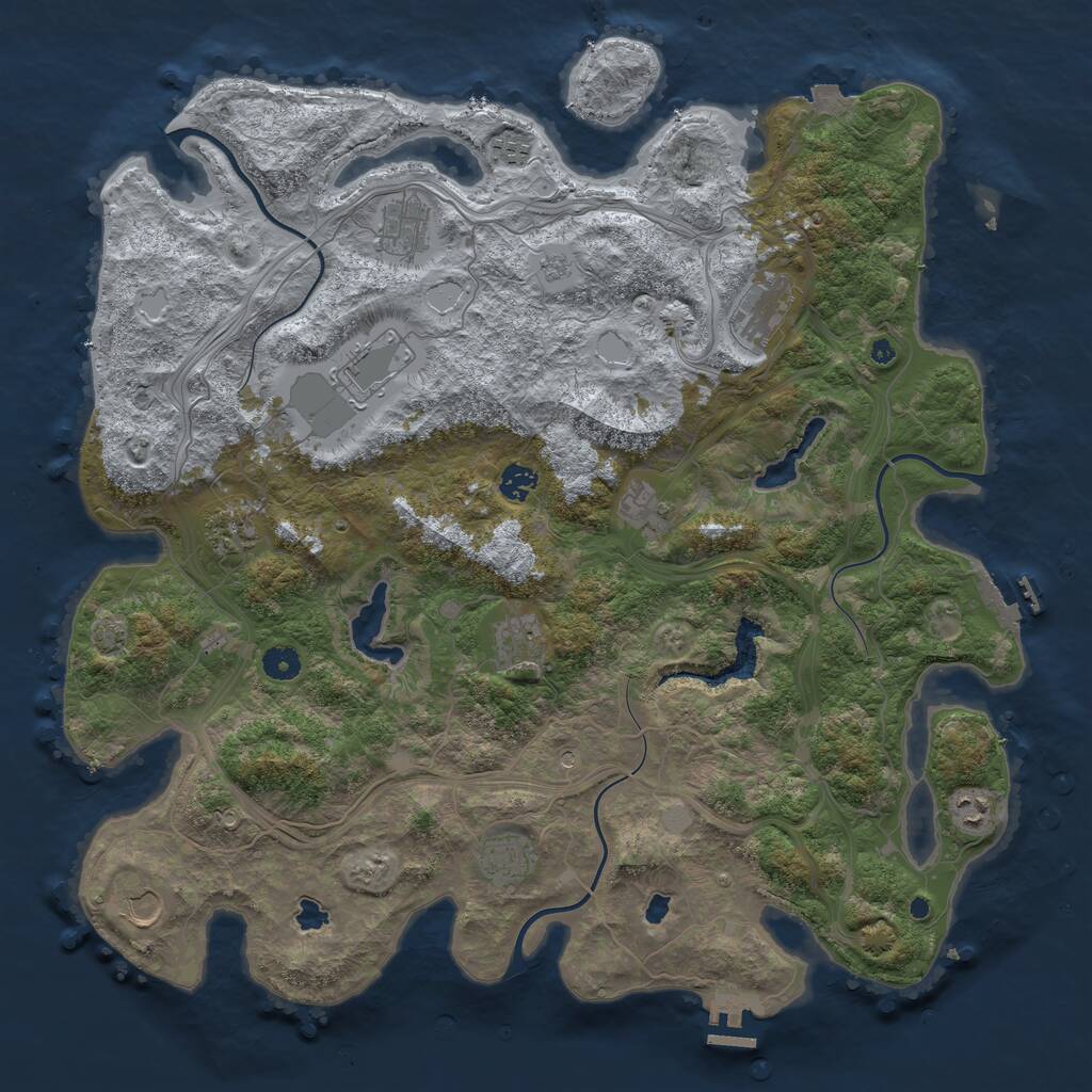 Rust Map: Procedural Map, Size: 4500, Seed: 1106044688, 17 Monuments