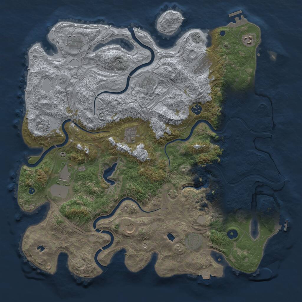 Rust Map: Procedural Map, Size: 4500, Seed: 1106044688, 17 Monuments