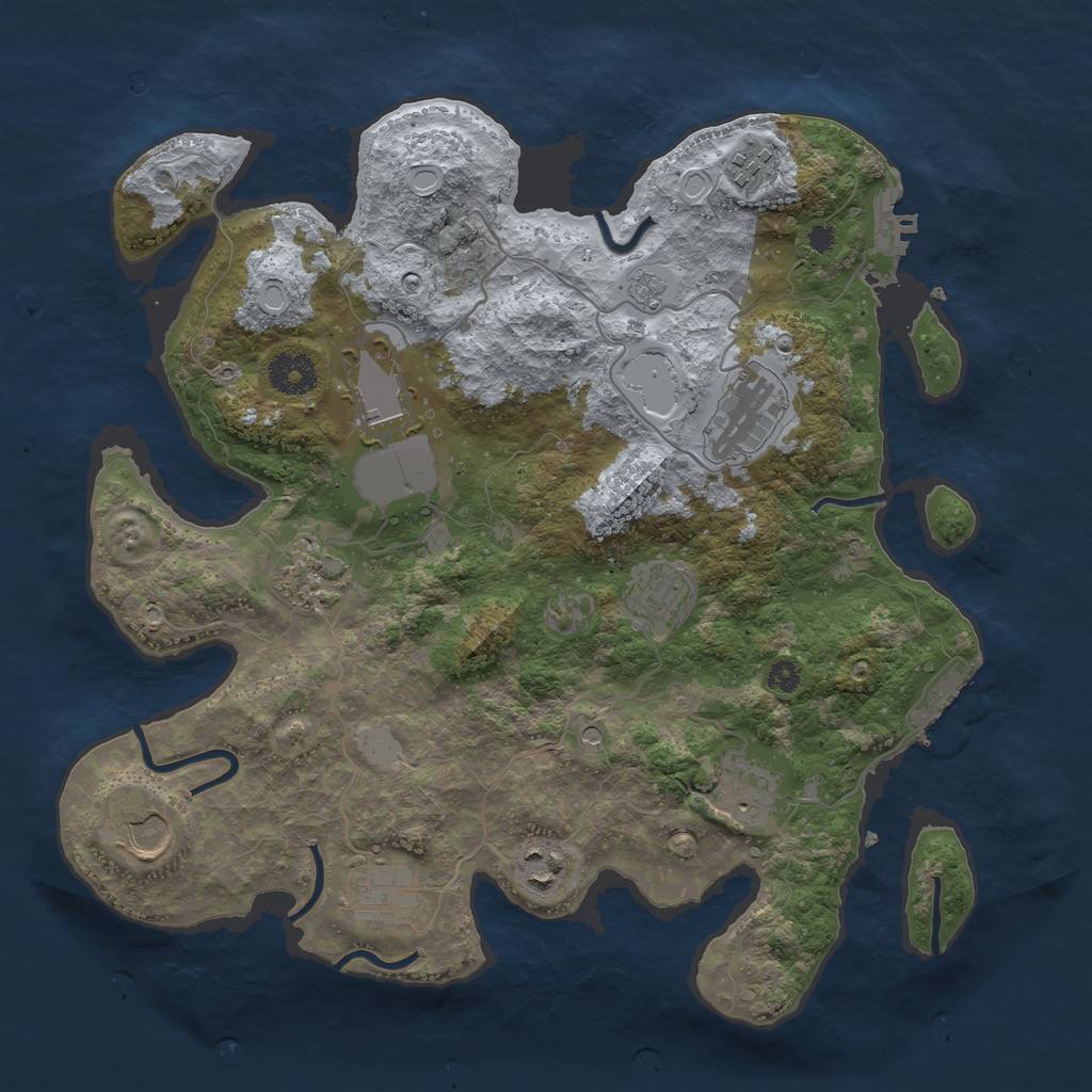 Rust Map: Procedural Map, Size: 3500, Seed: 2113915443, 16 Monuments