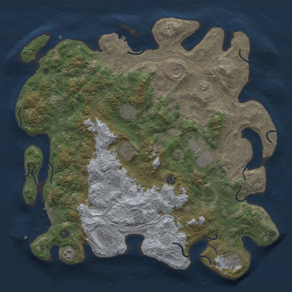 Rust Map: Procedural Map, Size: 4500, Seed: 972843173, 17 Monuments