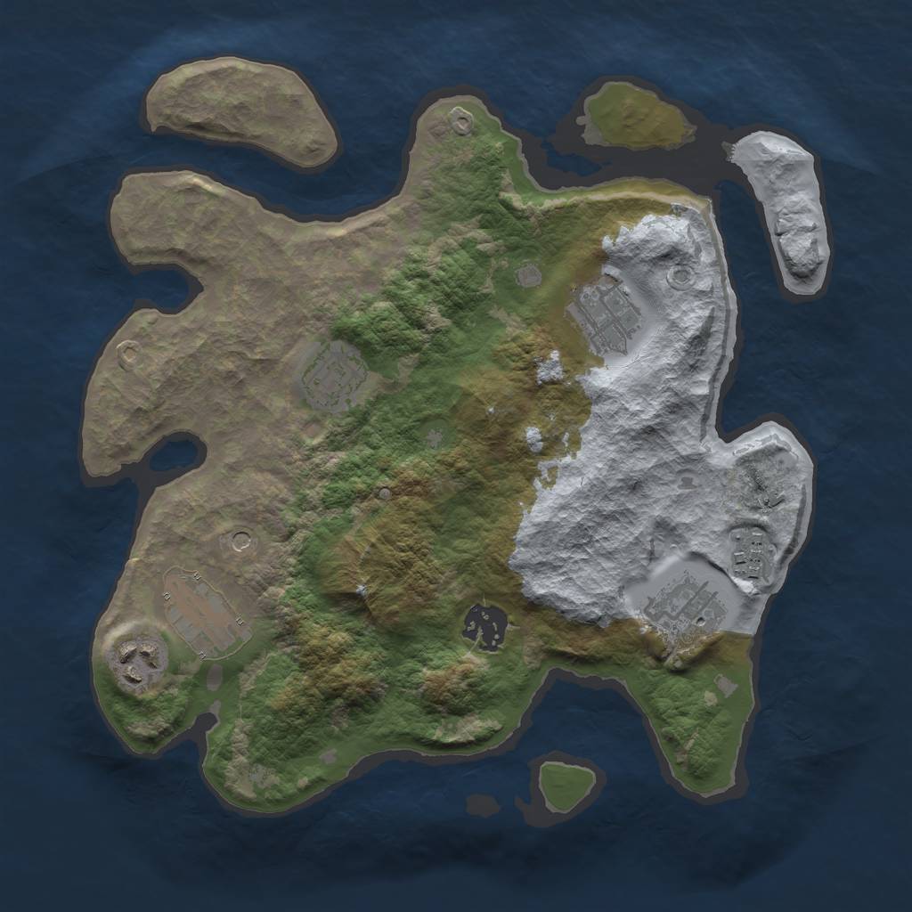 Rust Map: Barren, Size: 3000, Seed: 1708313327, 10 Monuments