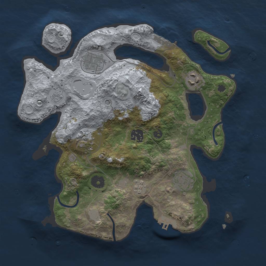 Rust Map: Procedural Map, Size: 3000, Seed: 1832527895, 13 Monuments