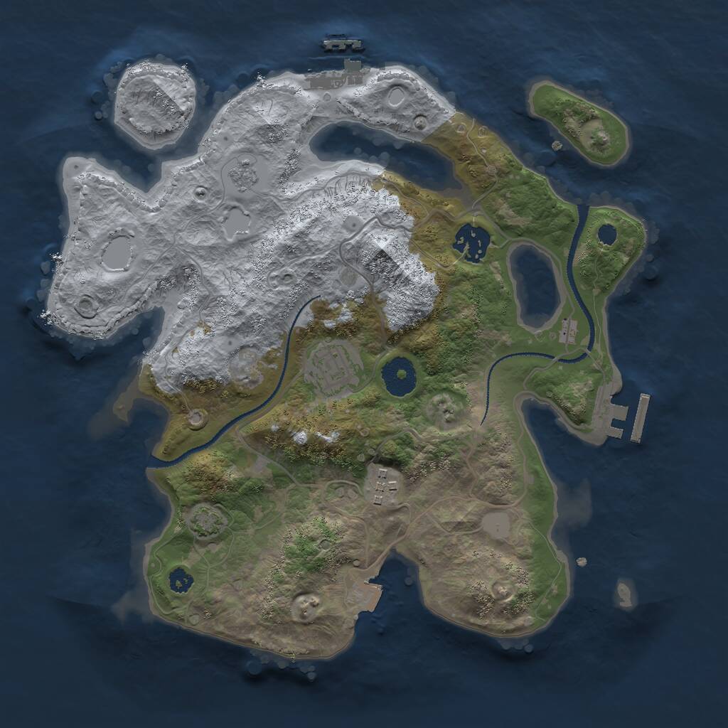 Rust Map: Procedural Map, Size: 3000, Seed: 1832527895, 8 Monuments