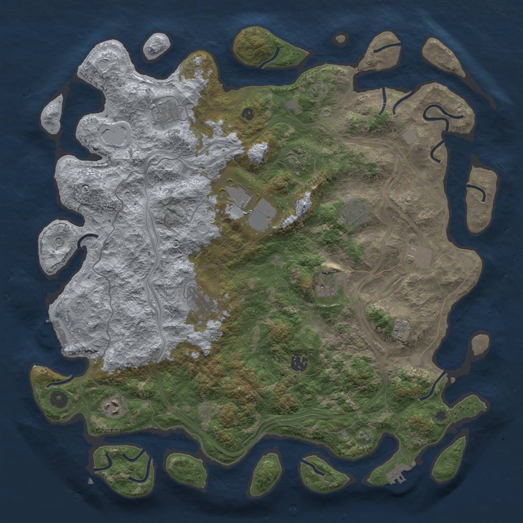 Rust Map: Procedural Map, Size: 4500, Seed: 981811850, 17 Monuments