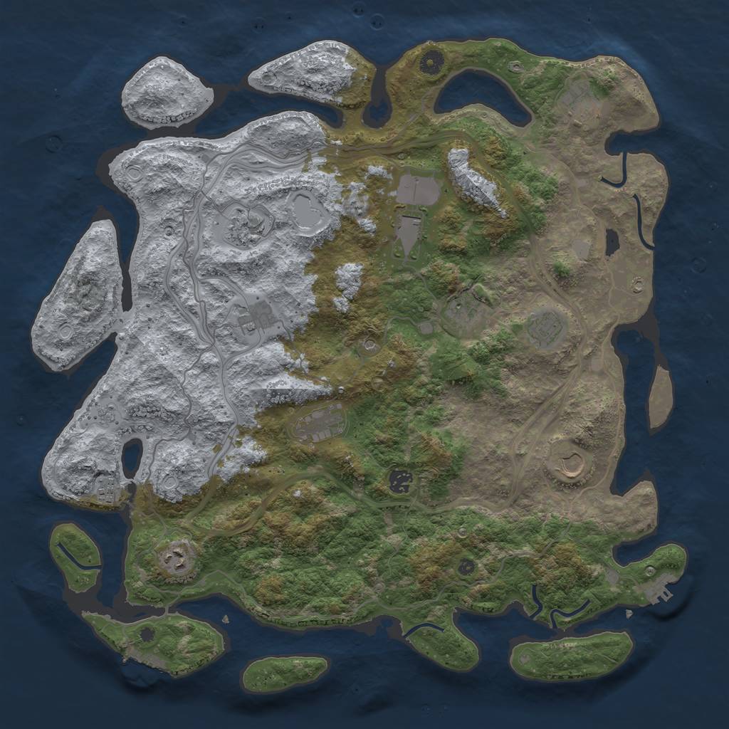 Rust Map: Procedural Map, Size: 4500, Seed: 118660783, 18 Monuments