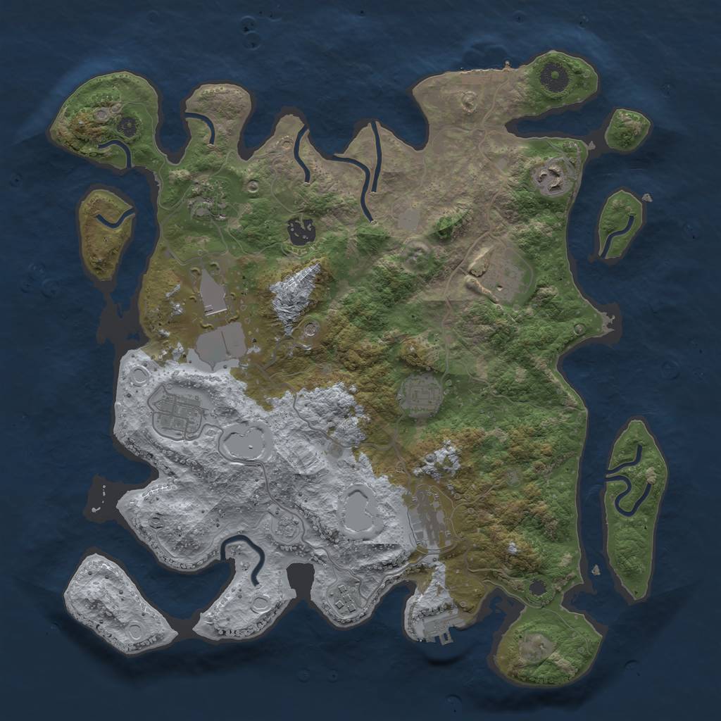 Rust Map: Procedural Map, Size: 3767, Seed: 467206942, 16 Monuments