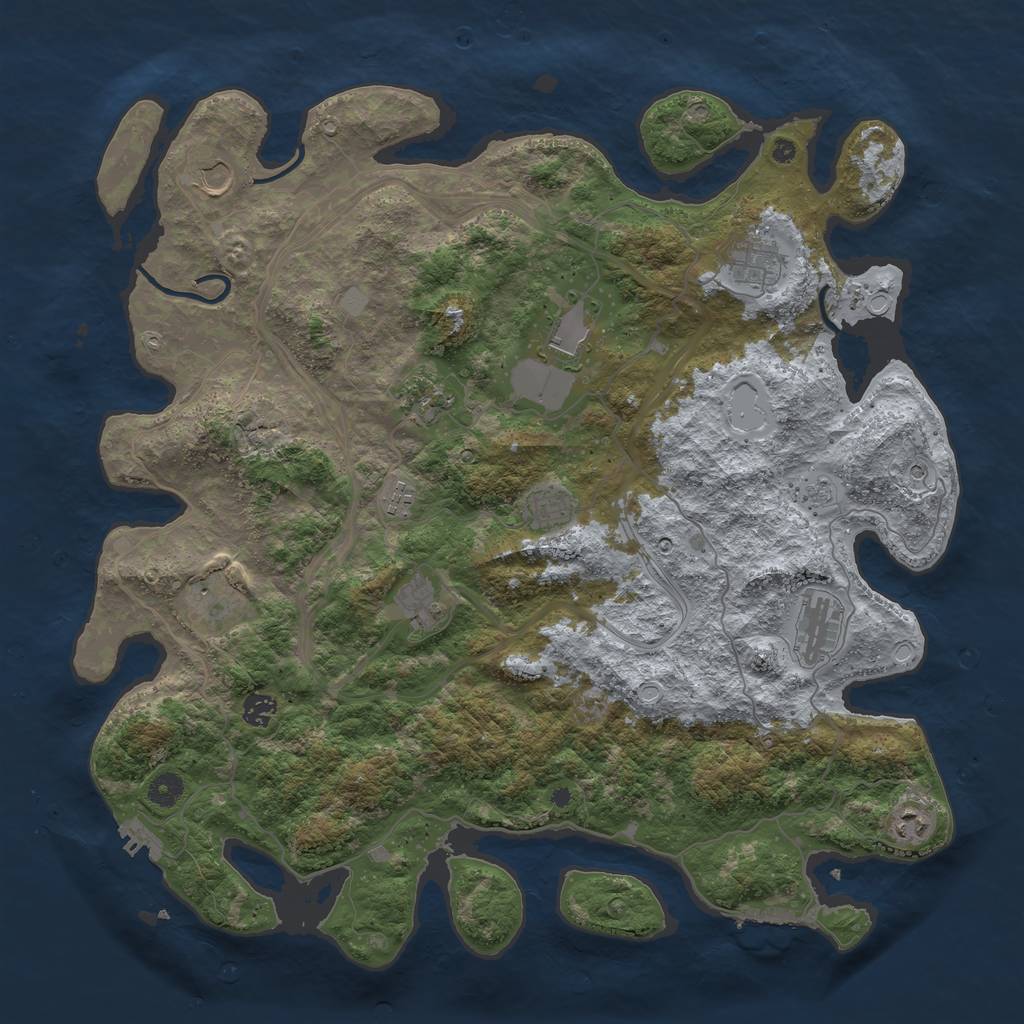 Rust Map: Procedural Map, Size: 4500, Seed: 388133321, 18 Monuments