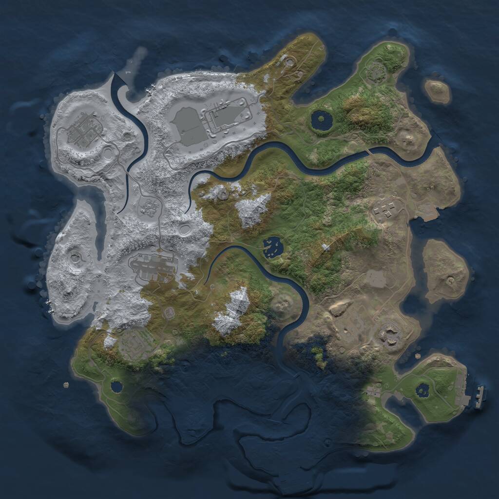 Rust Map: Procedural Map, Size: 3500, Seed: 627592319, 14 Monuments